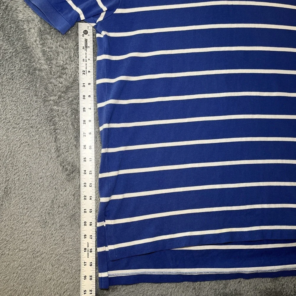 VTG Polo Ralph Lauren Shirt Men's XL Blue White Stripe Short Sleeve 90s
